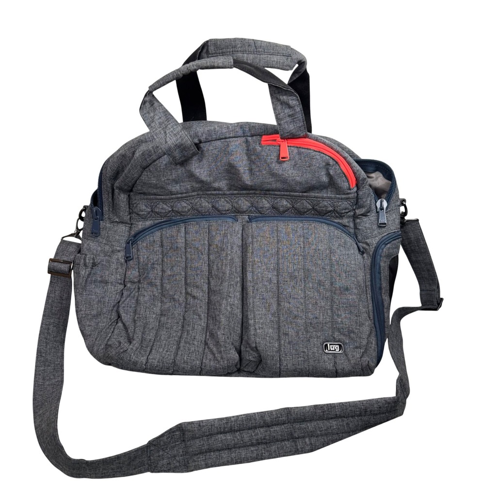 Lug Boxer Overnight Athletic Gym Bag Heather Grey Quilted Travel Shoe compartmen